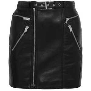 Buckled Textured-Leather Mini Skirt