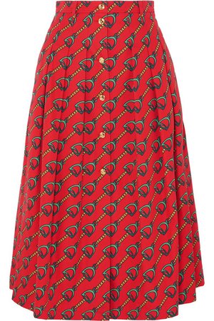 Gucci | Pleated printed cotton-twill midi skirt | NET-A-PORTER.COM