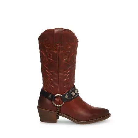 HARRISON Brown Leather Western Boot | Women's Boots – Steve Madden