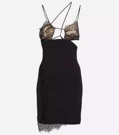 Lace Trimmed Minidress in Black - Nensi Dojaka | Mytheresa