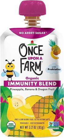 Amazon.com : Once Upon a Farm Organic Pineapple Banana Dragon Fruit Immunity Blend Kids Snack, 3.2oz Pouch : Grocery & Gourmet Food