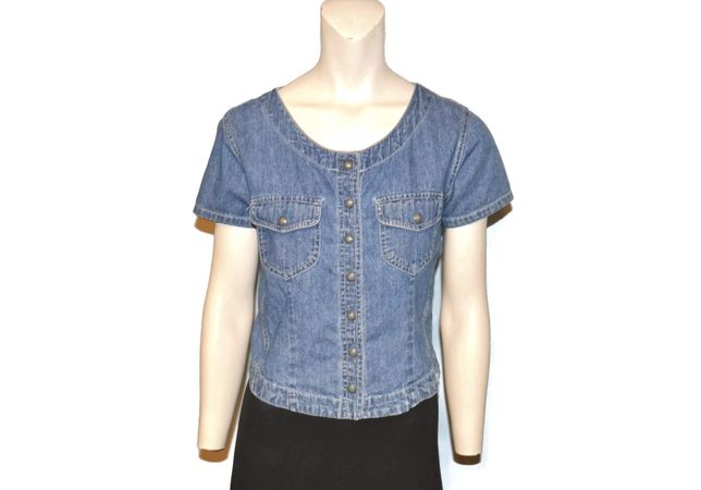 Vintage 1990's GAP Denim Snap Up Front Shirt Short Sleeve | Etsy