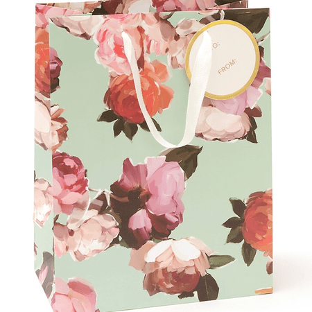Medium Teal & Painterly Floral Gift Bag