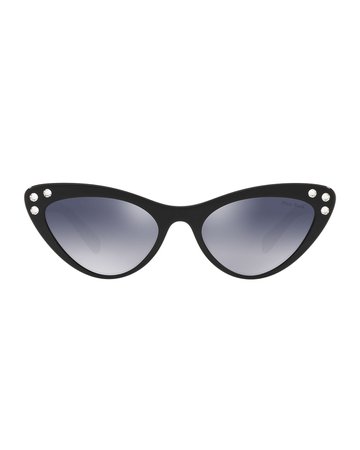 Miu Miu Two-Tone Mirrored Acetate Cat-Eye Sunglasses | Neiman Marcus