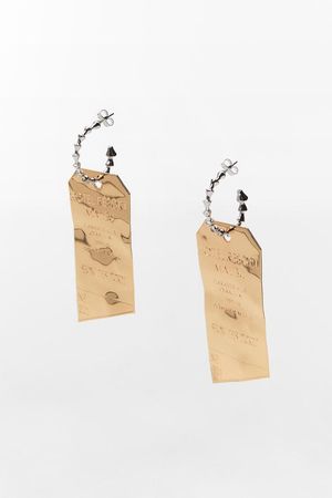 PLAQUE EARRINGS WITH TEXT - Gold / Silver | ZARA United States