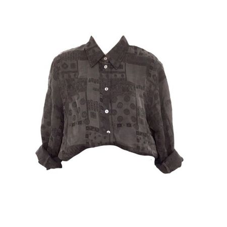 olive gray green vintage patterned button up down png