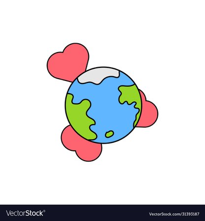 Globe with heart icon symbol love and peace Vector Image