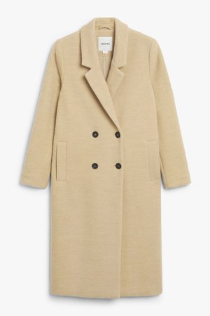 Classic double-breasted coat - Beige - Coats - Monki WW