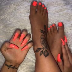 Orange-Coral Nails