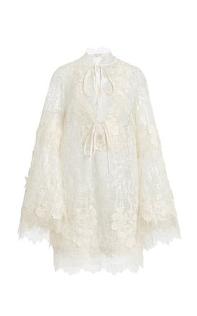 Lace-Trimmed Yarn Mini Dress By Elie Saab | Moda Operandi