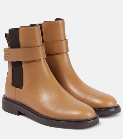 Embossed Leather Chelsea Boots in Brown - Tory Burch | Mytheresa