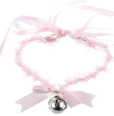 pink ribbon bell choker - in control clothing