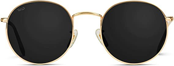 Amazon.com: WearMe Pro - Reflective Lens Round Trendy Sunglasses ( Gold Frame / Black Lens, 51) : Clothing, Shoes & Jewelry