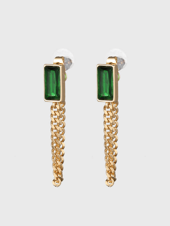 emerald and gold dangle earrings