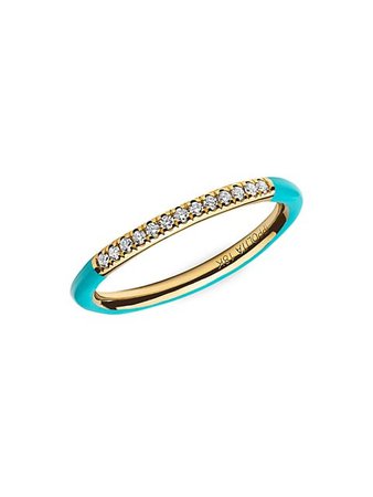 Shop Ippolita Stardust 18K Yellow Gold, Turquoise Ceramic & Diamond Ring | Saks Fifth Avenue