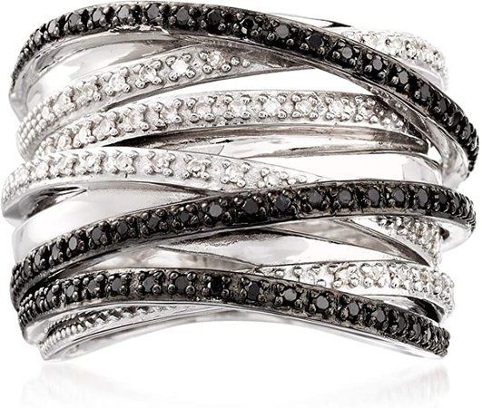 Amazon.com: Ross-Simons 0.30 ct. t.w. Black and White Diamond Highway Ring in Sterling Silver: Jewelry