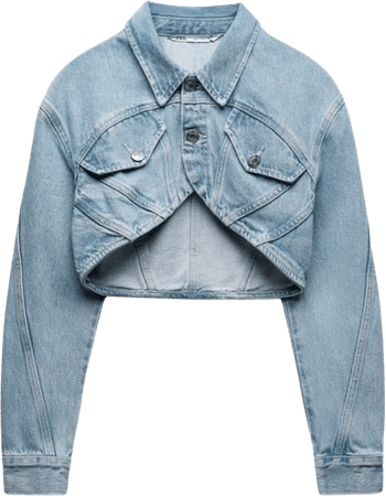 Zara denim jacket Ligth Blue . Woman Size Large | eBay