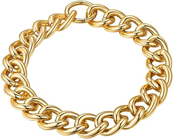 GOLDCHIC JEWELRY 16 Inches Gold Chain Choker for Women, 23mm Chunky Cuban Link Collar Necklaces, 18k Gold Plated Oversized Statement Curb Chains for Girlfriend: Clothing, Shoes & Jewelry