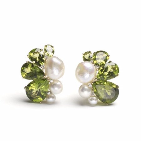 green pearl earrings