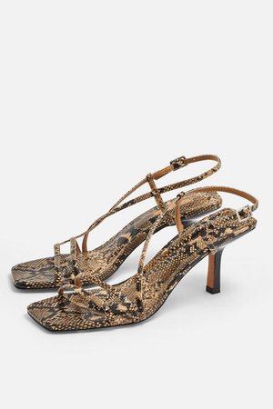 STRIPPY Snake Heeled Sandals | Topshop