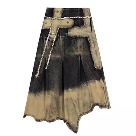 Fairy Grunge Washed Long Denim Skirt | BOOGZEL CLOTHING – Boogzel Clothing