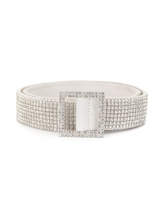 Shop silver B-Low The Belt embellished square-buckle belt with Express Delivery - Farfetch