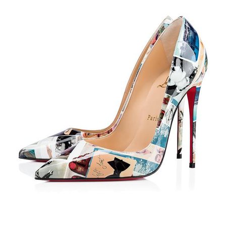 Christian Louboutin White So Kate 120 Multicolor Blue Red Collage Patent Stiletto Heel Pumps Size EU 39.5 (Approx. US 9.5) Regular (M, B) - Tradesy