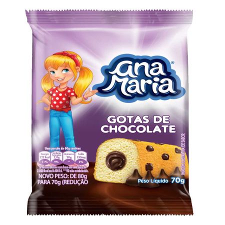Bolo Gotas de Chocolate Ana Maria 80g - Mambo Delivery