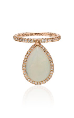 Nina Runsdorf 18K Rose Gold Opal And Diamond Flip Ring