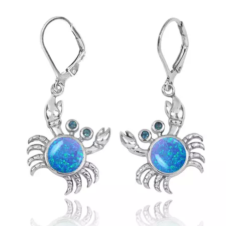 Crab Earrings with Blue Opal - Coastal Passion