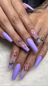 acrylic light purple and black nails - Google Search