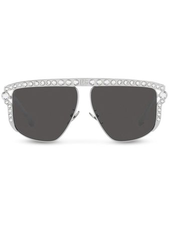 Dolce & Gabbana Eyewear crystal-embellished pilot-frame Sunglasses - Farfetch