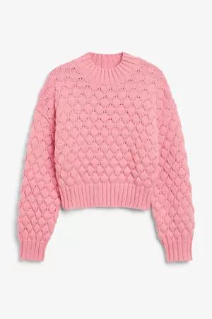 Pink oversized knit sweater - Pink light - Monki GB