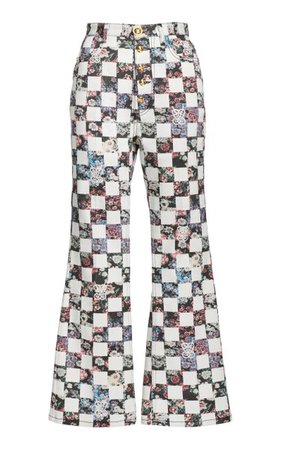 Checkered Cotton Gabardine Straight-Leg Trousers By Giambattista Valli | Moda Operandi