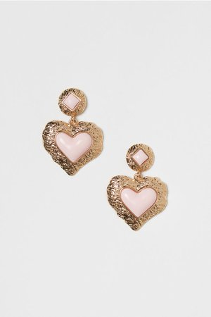 Heart-shaped Earrings - Gold-colored/light pink - Ladies | H&M US