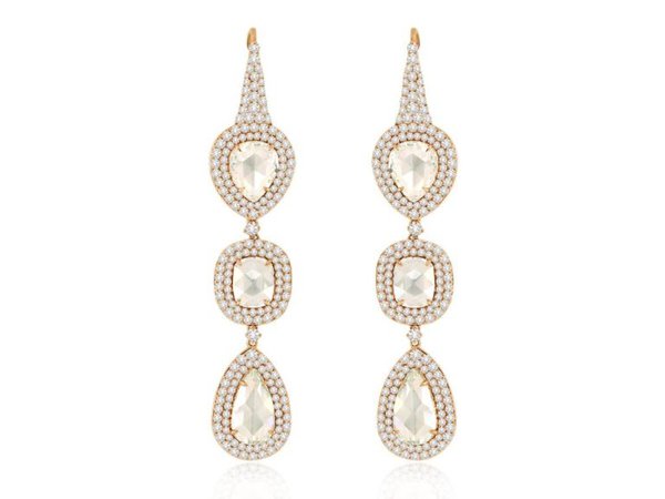 Sutra Jewels, rose gold diamonds drop earrings