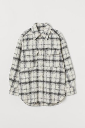 Plaid Shirt Jacket - White/gray plaid - Ladies | H&M US