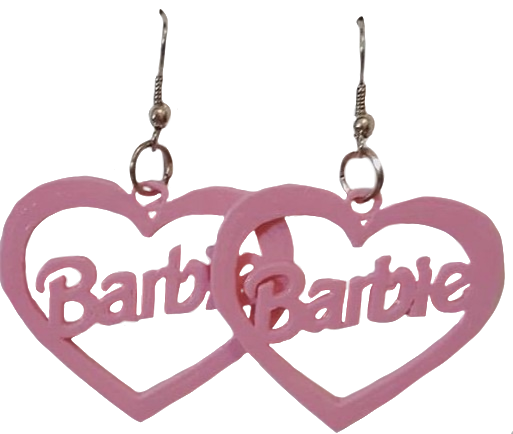 barbie name heart shaped earrings