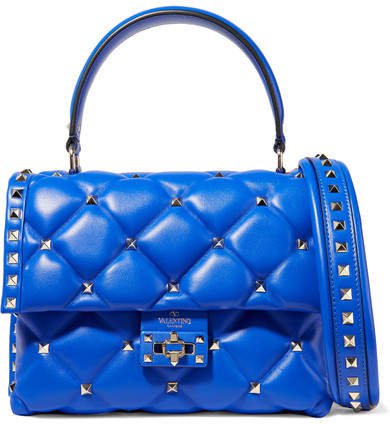 Garavani Candystud Quilted Leather Shoulder Bag - Bright blue