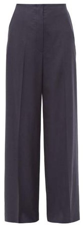Lianno High Rise Wide Leg Wool Trousers - Womens - Navy