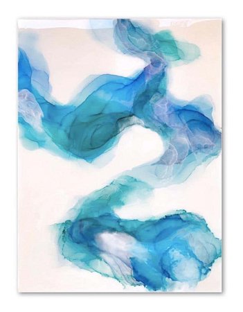Yulia YUVO Volosenok Dolphins in a blue Laguna - Abstract Medium to Big Blue and White Epoxy Artwork
