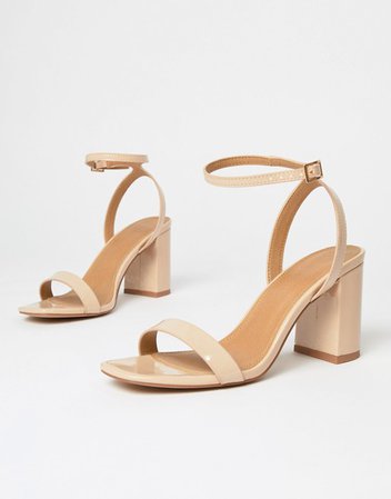 ASOS DESIGN Hong Kong Barely There Block Heeled Sandals in warm beige | ASOS