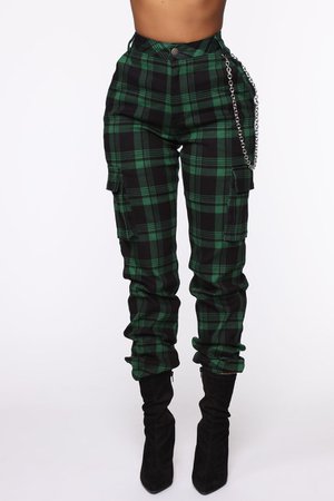 *clipped by @luci-her* Never Over Plaid Joggers - Green/combo - Pants - Fashion Nova