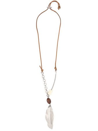 Marni embellished leaf necklace
