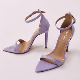 Ace Pointed Barely There Heels in Lilac Patent | Public Desire EU