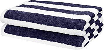 AmazonBasics Cabana Stripe Beach Towel - Pack of 2, Navy Blue: Amazon.ca: Home & Kitchen