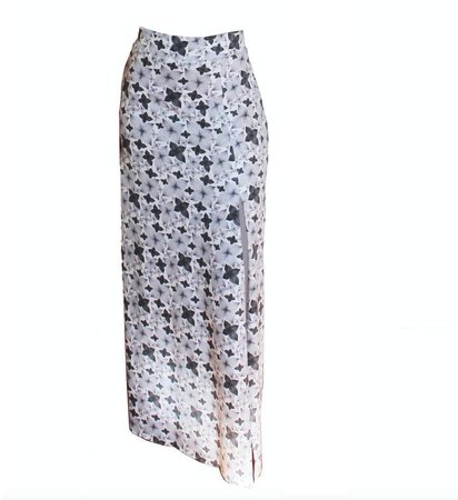 Philosofée - Floral Knit Maxi Skirt In Floral Charcoal