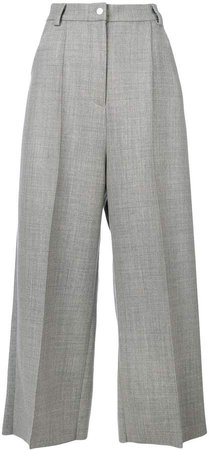 gabardine pleated cropped trousers
