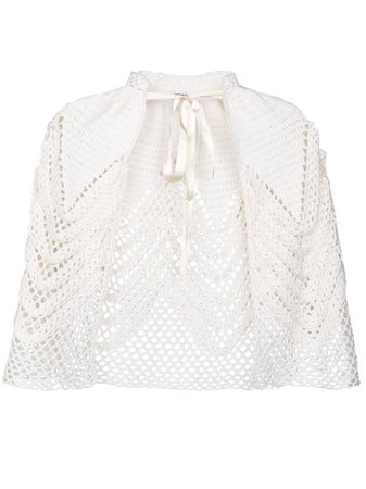 Shop white Loewe crochet-knit cape jacket with Express Delivery - Farfetch