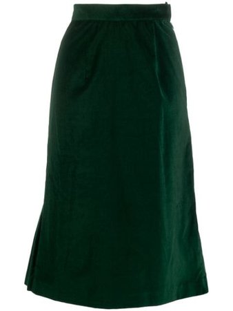 Green Batsheva velvet flared midi skirt BHS0004 - Farfetch
